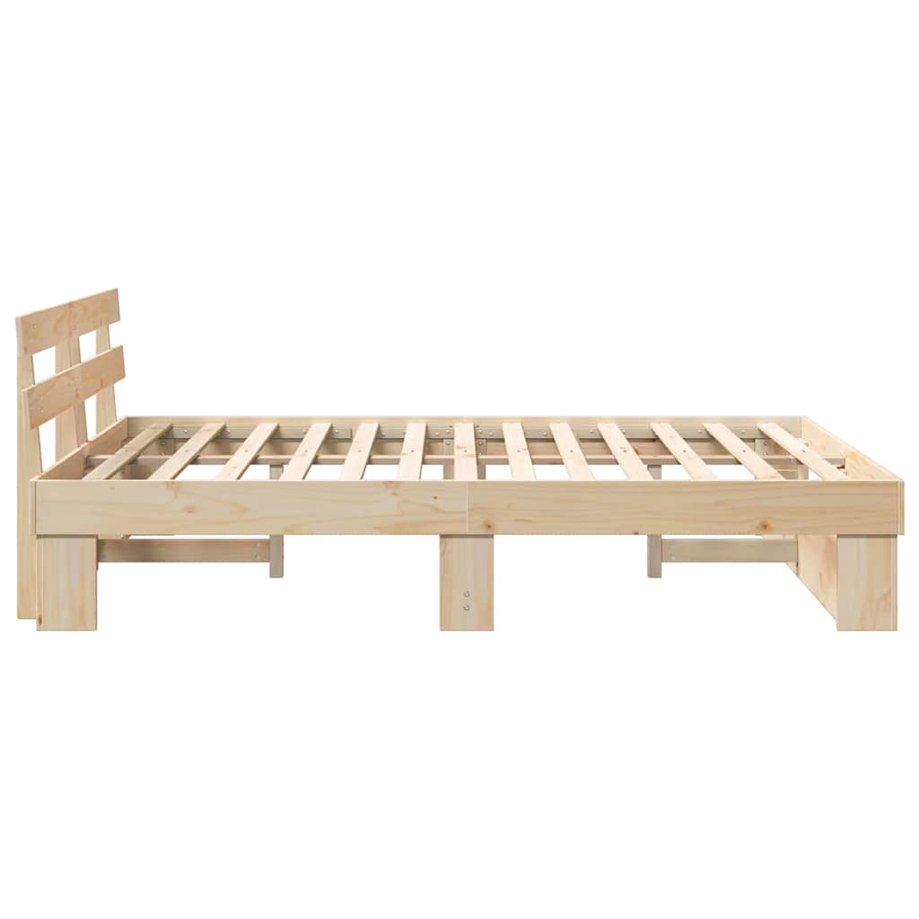 Sengestel med hovedgærde Brun 140 x 200 cm Massiv fyrretræ