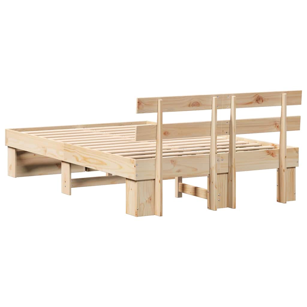 Sengestel med hovedgærde Brun 120 x 200 cm Massiv fyrretræ