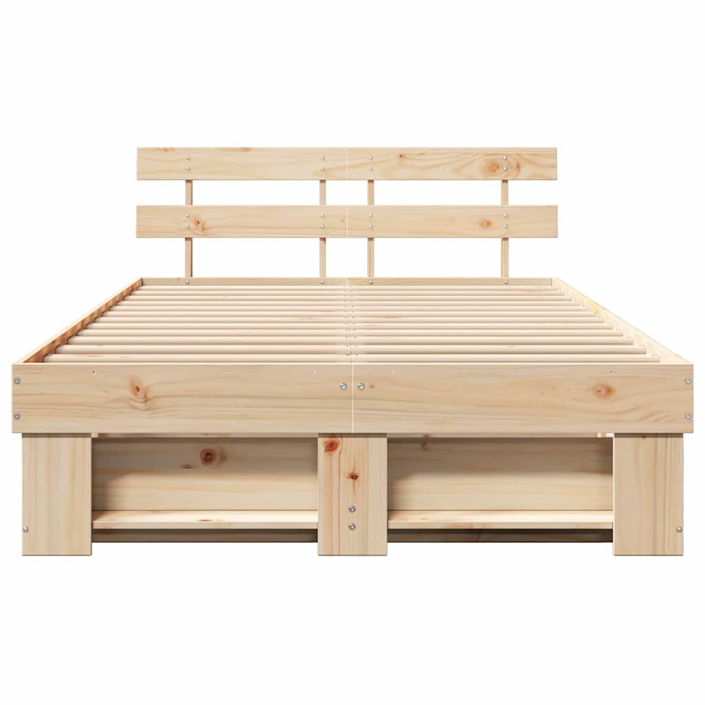 Sengestel med hovedgærde Brun 120 x 200 cm Massiv fyrretræ
