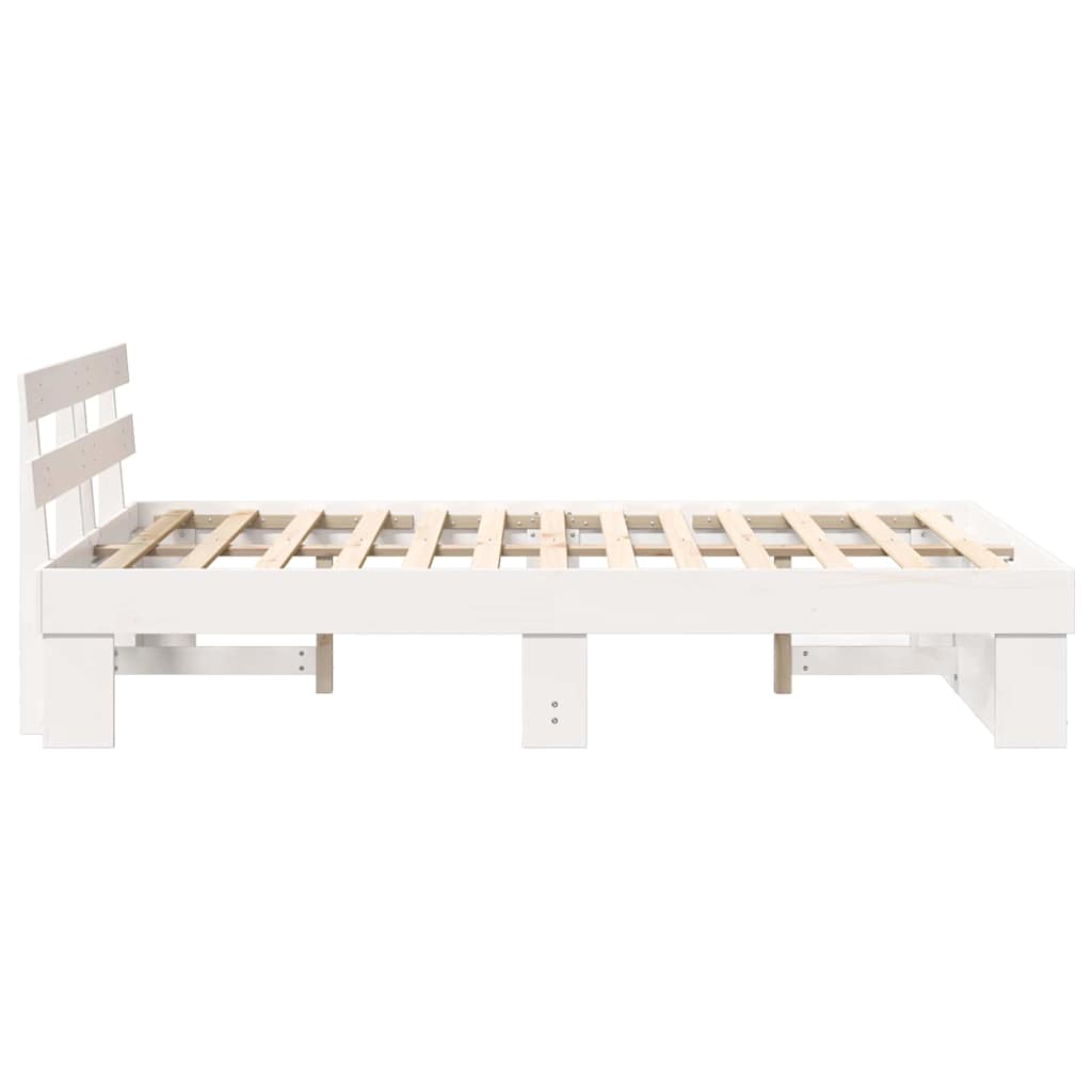 Sengestel med hovedgærde Hvid 120 x 200 cm Massiv fyrretræ