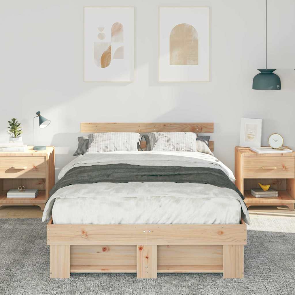Sengestel med hovedgærde Brun 120 x 190 cm Massiv fyrretræ