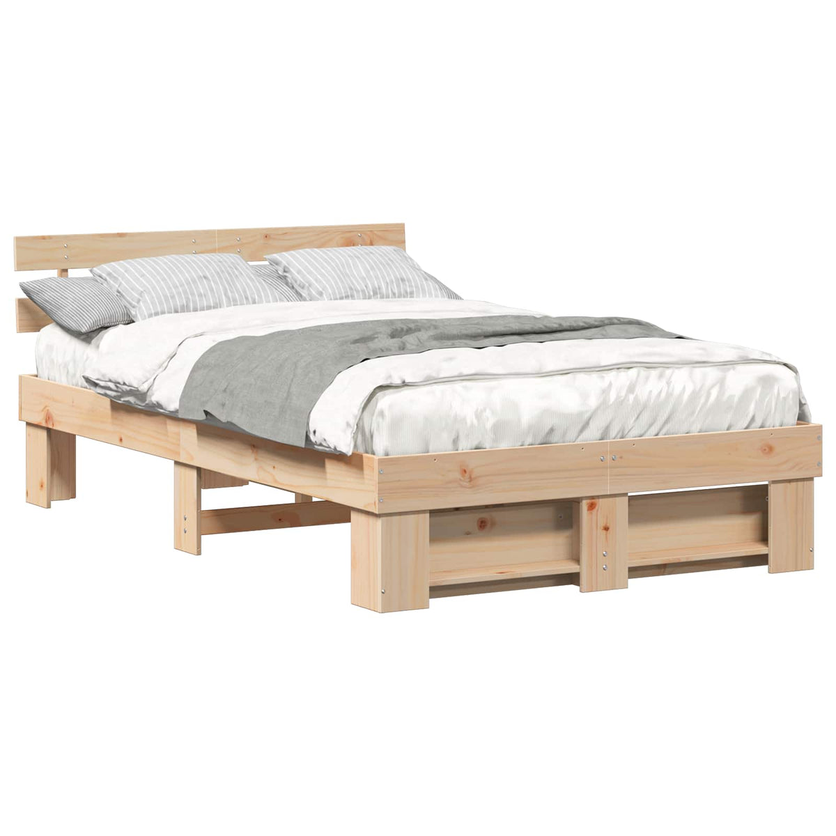 Sengestel med hovedgærde Brun 120 x 190 cm Massiv fyrretræ