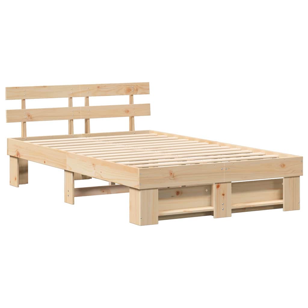 Sengestel med hovedgærde Brun 120 x 190 cm Massiv fyrretræ