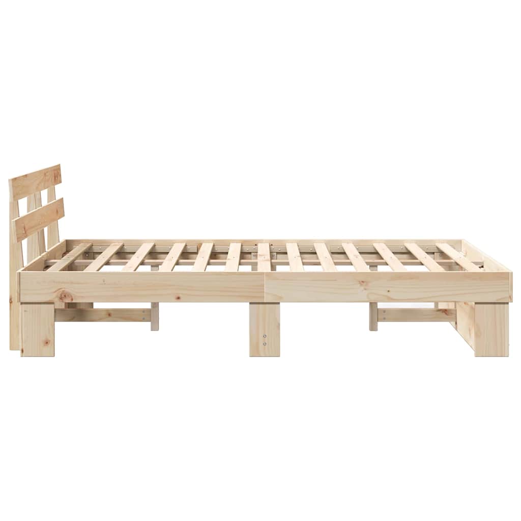 Sengestel med hovedgærde Brun 120 x 190 cm Massiv fyrretræ