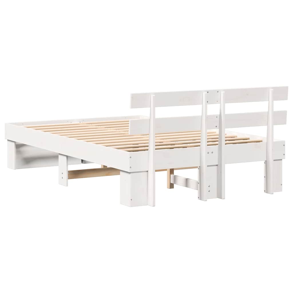 Sengestel med hovedgærde Hvid 120 x 190 cm Massiv fyrretræ