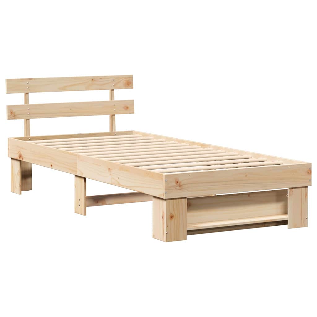 Sengestel med hovedgærde Brun 100 x 200 cm Massiv fyrretræ
