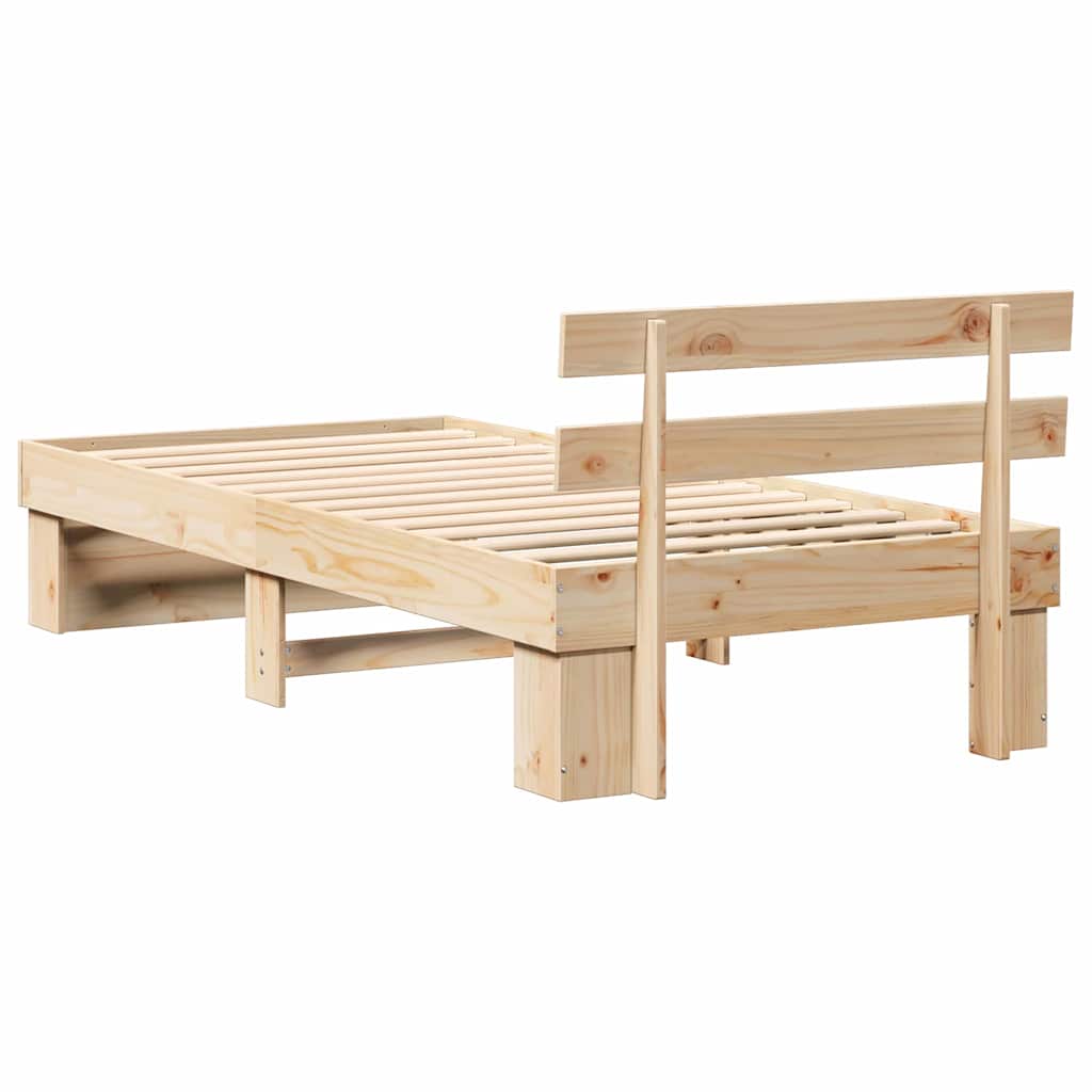 Sengestel med hovedgærde Brun 100 x 200 cm Massiv fyrretræ