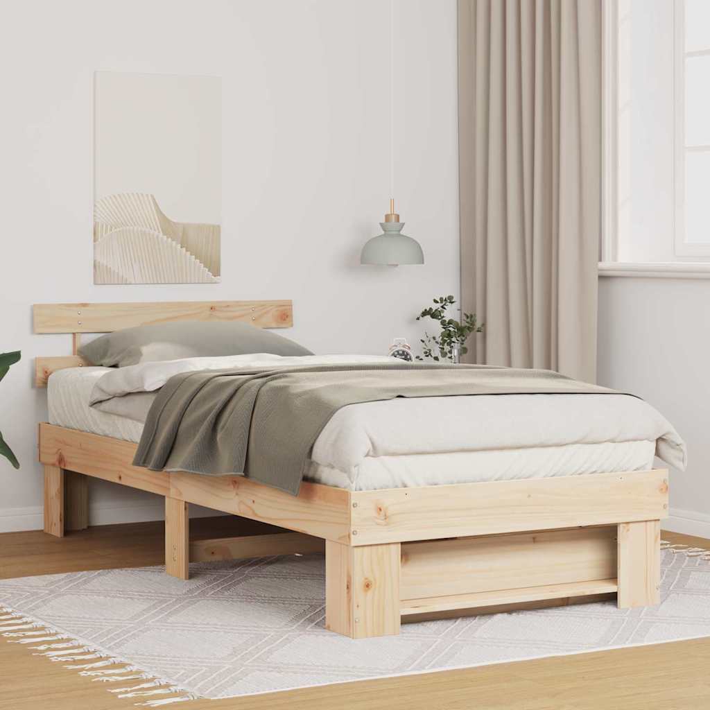 Sengestel med hovedgærde Brun 90 x 190 cm Massiv fyrretræ