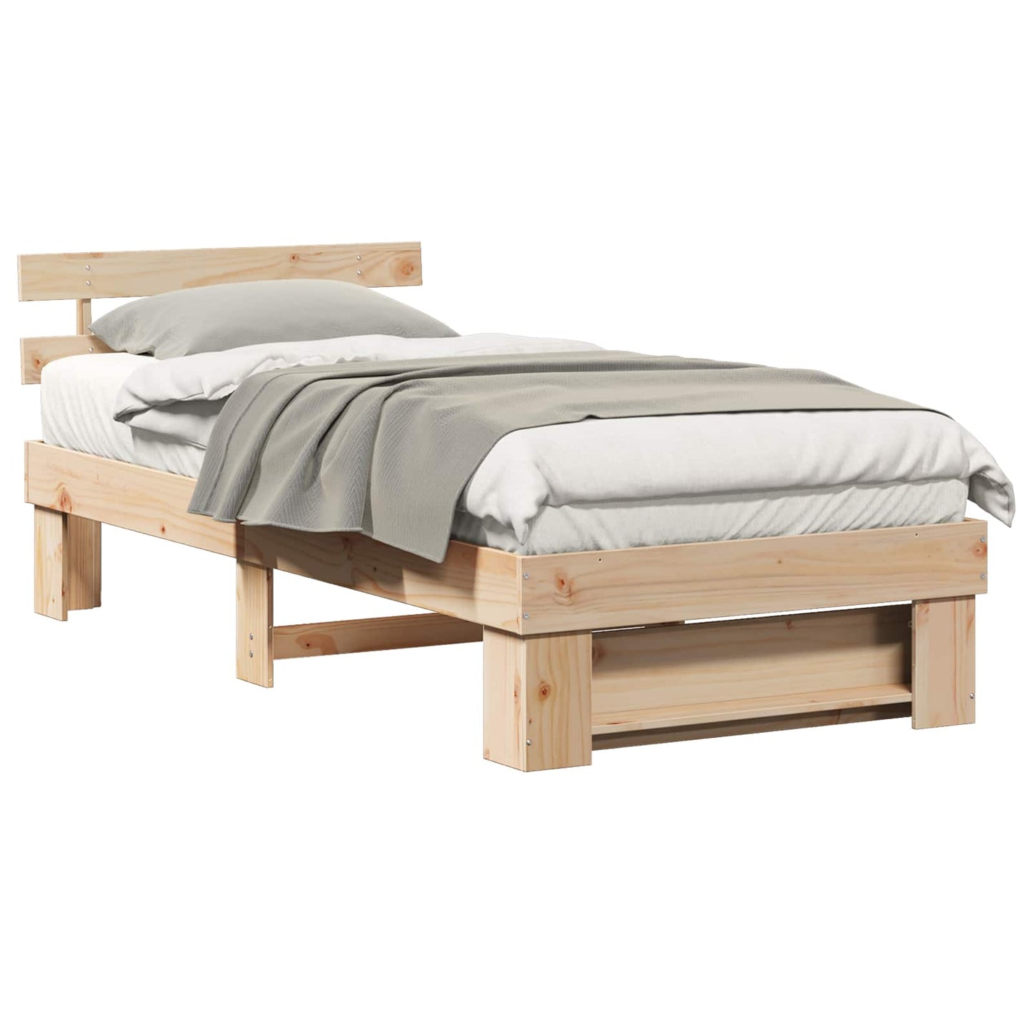 Sengestel med hovedgærde Brun 90 x 190 cm Massiv fyrretræ