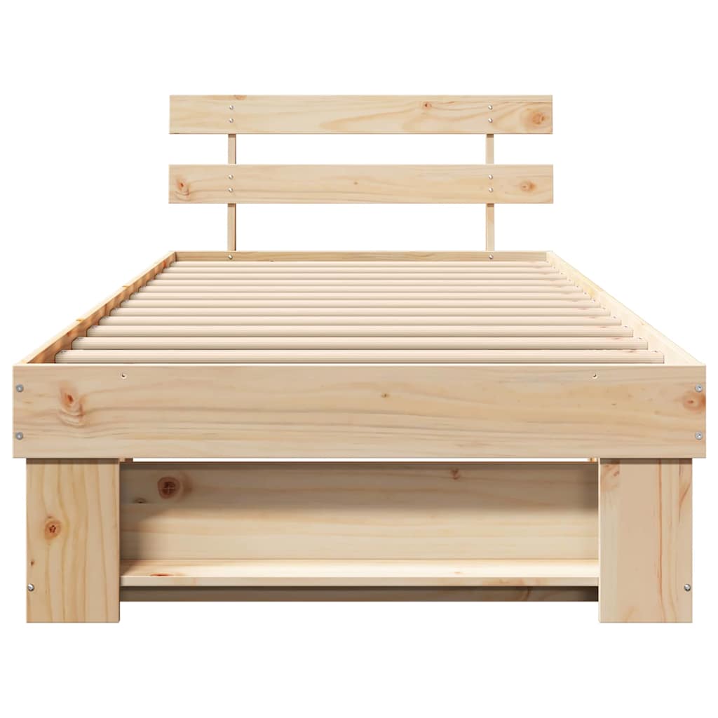 Sengestel med hovedgærde Brun 90 x 190 cm Massiv fyrretræ