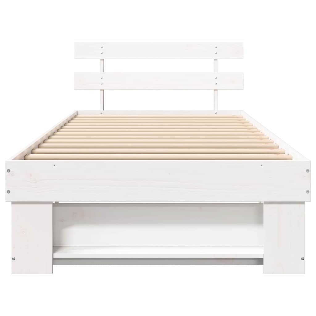 Sengestel med hovedgærde Hvid 75 x 190 cm Massiv fyrretræ