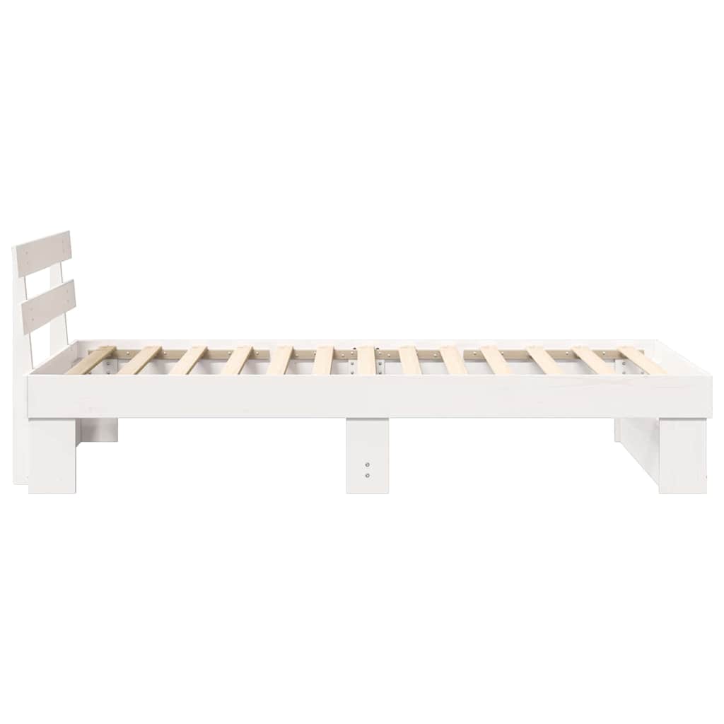 Sengestel med hovedgærde Hvid 75 x 190 cm Massiv fyrretræ