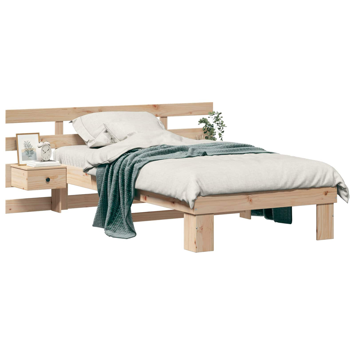 Sengestel med hovedgærde Brun 100 x 200 cm Massiv fyrretræ