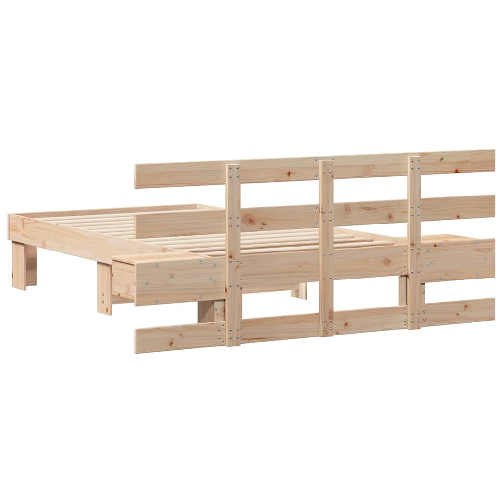 Sengestel med hovedgærde Brun 100 x 200 cm Massiv fyrretræ
