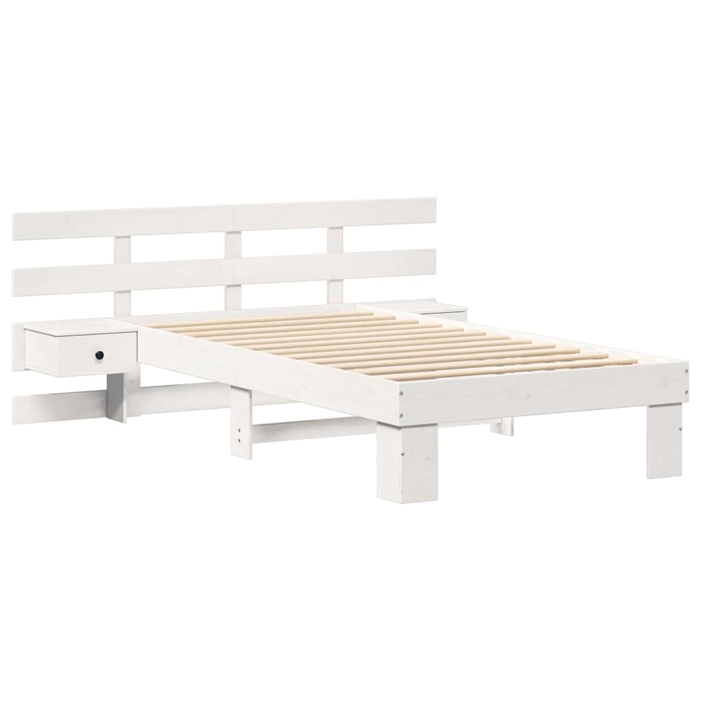 Sengestel med hovedgærde Hvid 100 x 200 cm Massiv fyrretræ