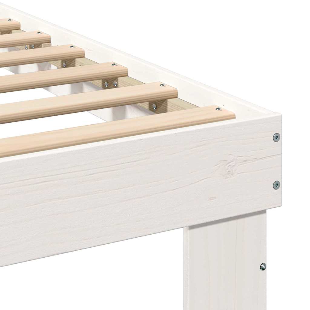 Sengestel med hovedgærde Hvid 80 x 200 cm Massiv fyrretræ