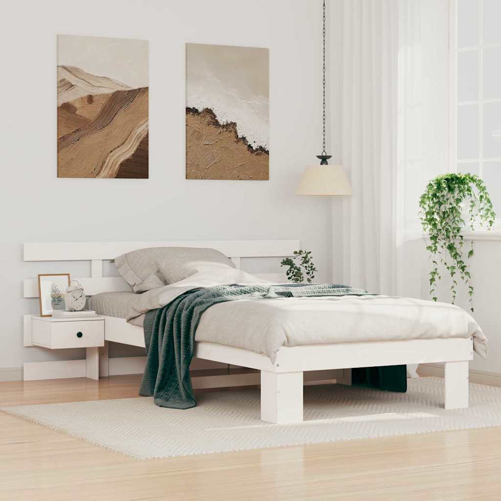 Sengestel med hovedgærde Hvid 80 x 200 cm Massiv fyrretræ