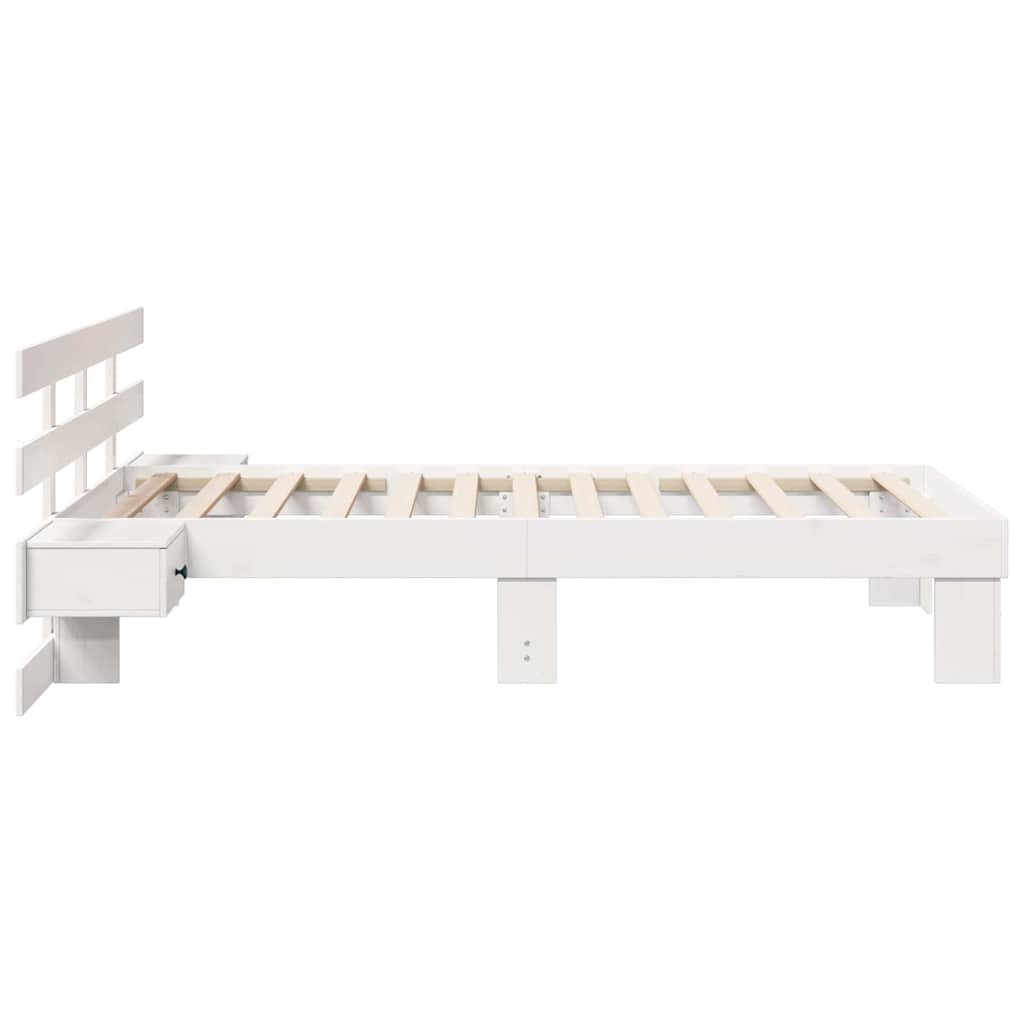 Sengestel med hovedgærde Hvid 80 x 200 cm Massiv fyrretræ
