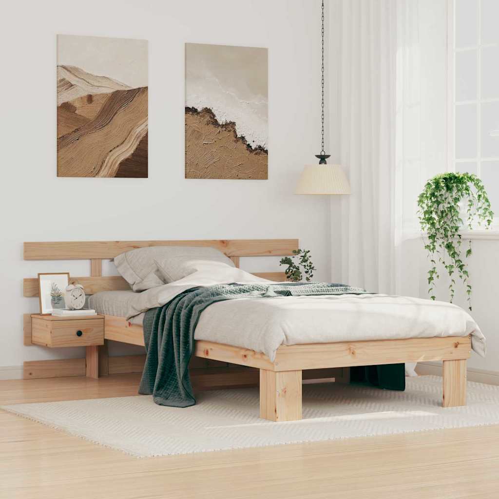 Sengestel med hovedgærde Brun 90 x 190 cm Massiv fyrretræ