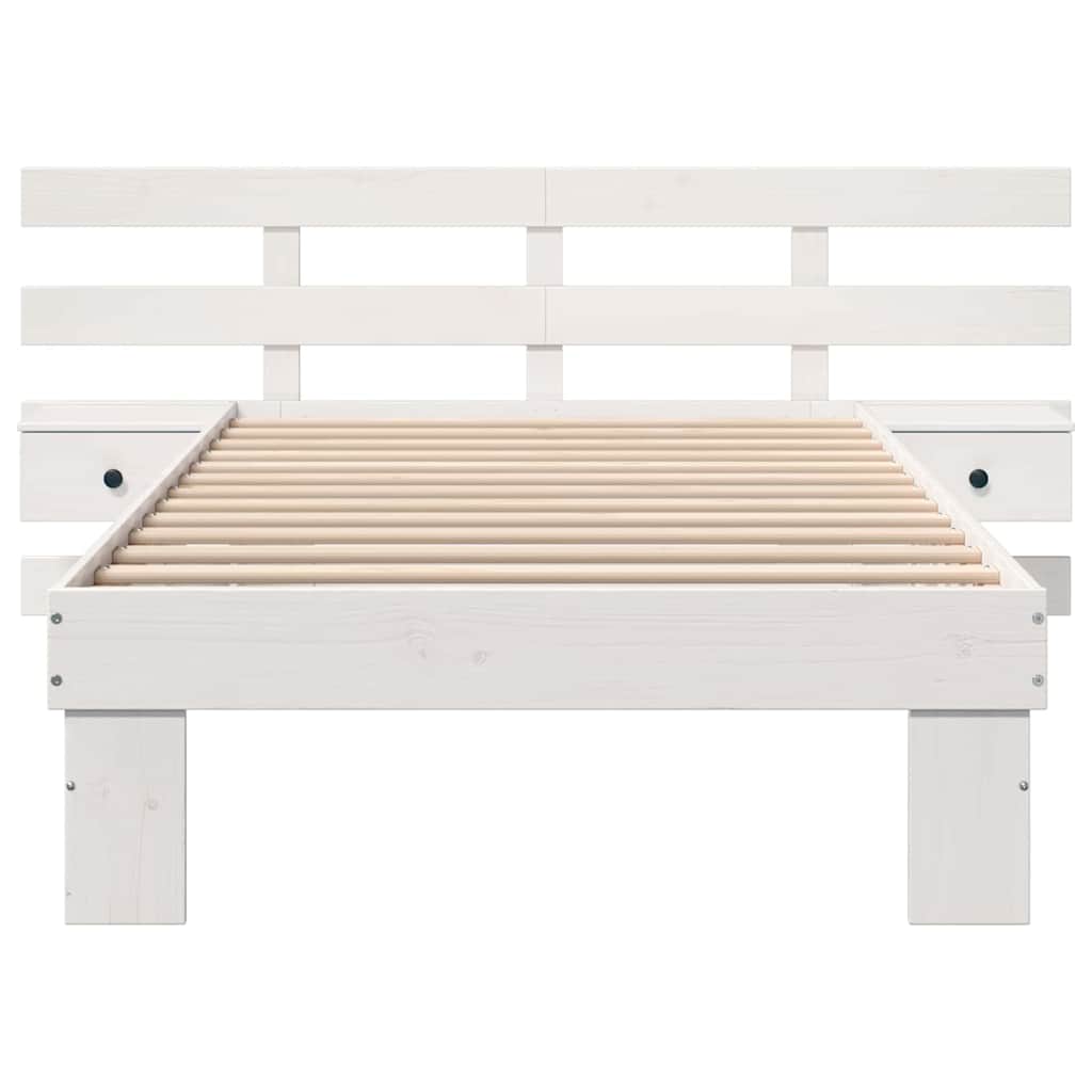 Sengestel med hovedgærde Hvid 90 x 190 cm Massiv fyrretræ