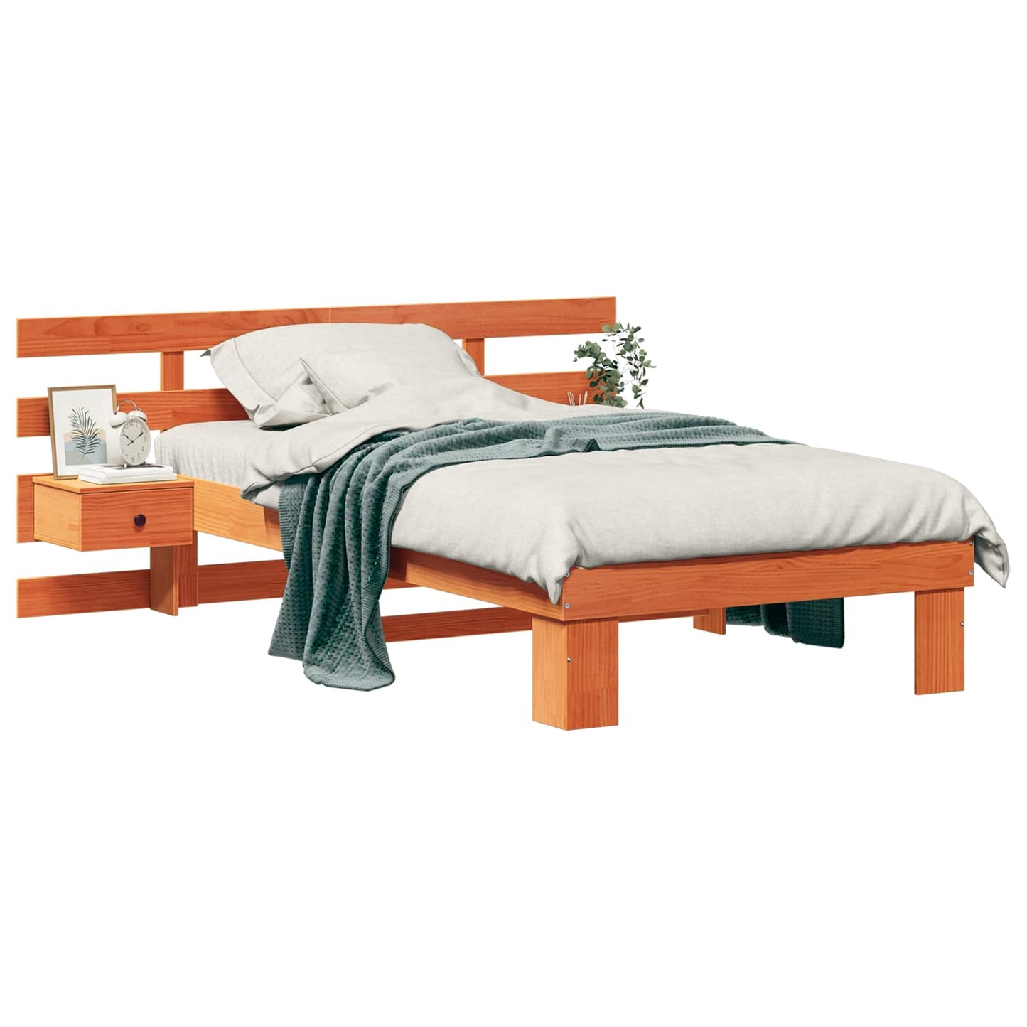 Sengestel med hovedgærde Voks brun 90 x 190 cm Massiv fyrretræ