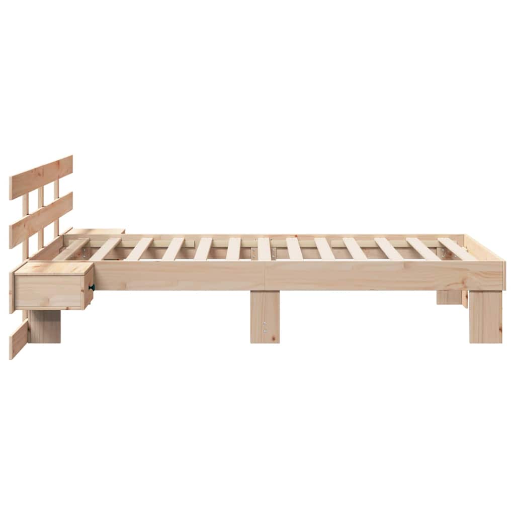 Sengestel med hovedgærde Brun 75 x 190 cm Massiv fyrretræ