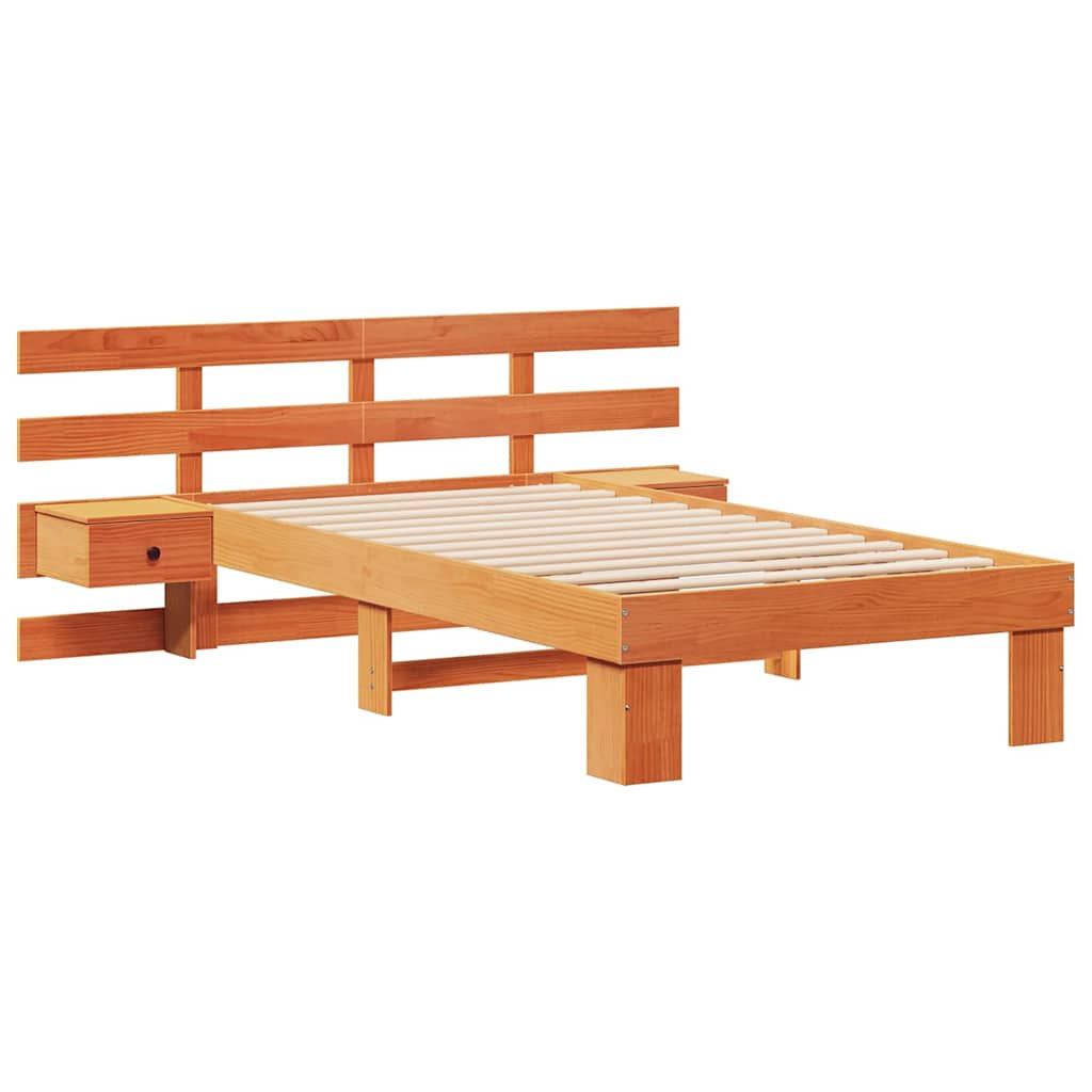 Sengestel med hovedgærde Voks brun 75 x 190 cm Massiv fyrretræ