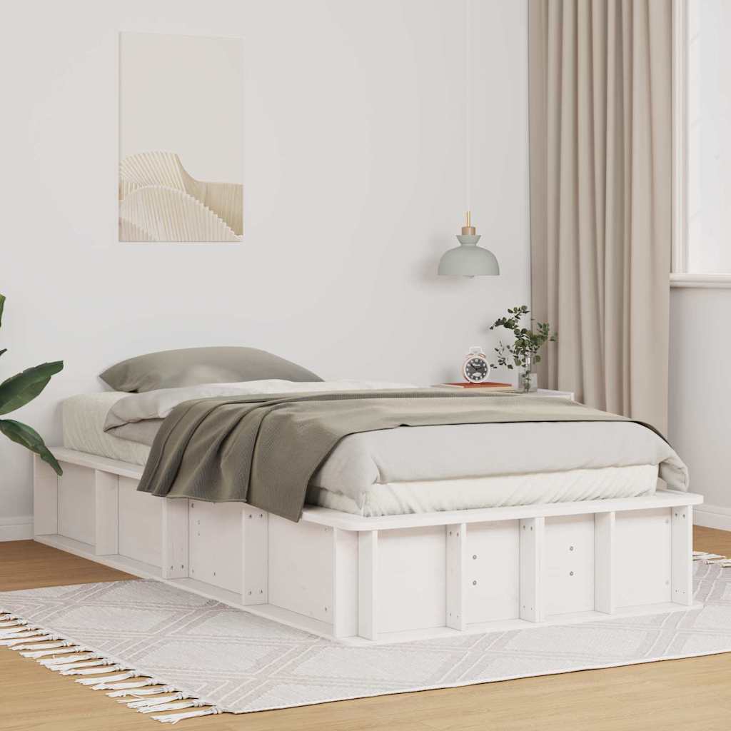 Sengestel Hvid 75 x 190 cm Massiv fyrretræ