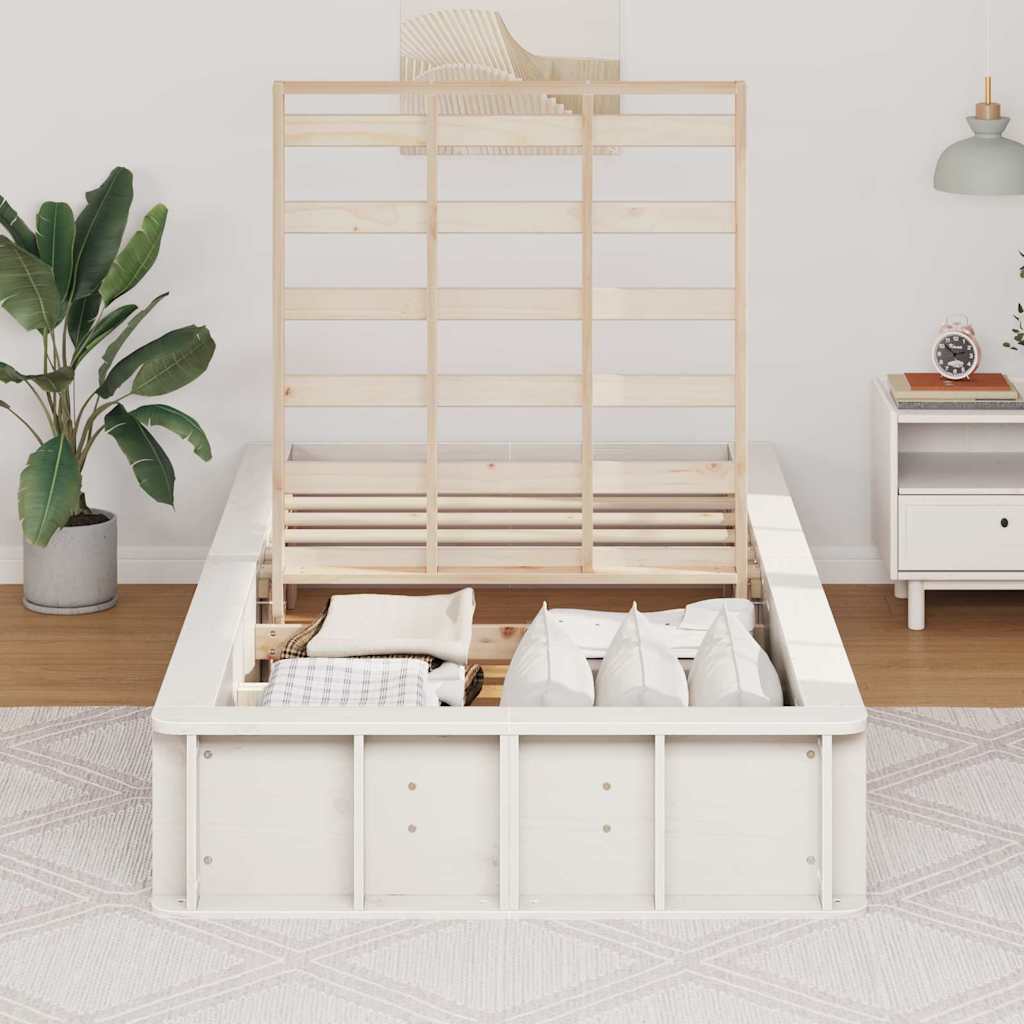 Sengestel Hvid 75 x 190 cm Massiv fyrretræ