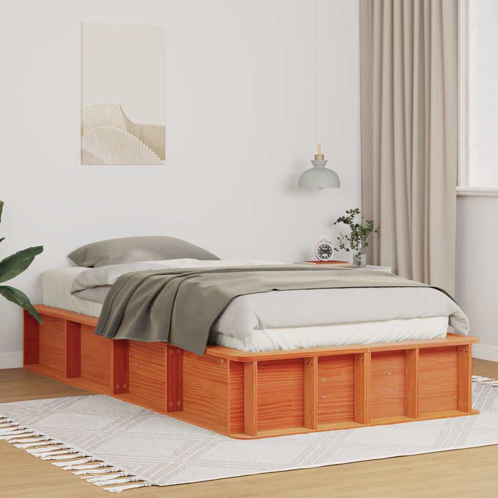 Sengestel Voks brun 75 x 190 cm Massiv fyrretræ