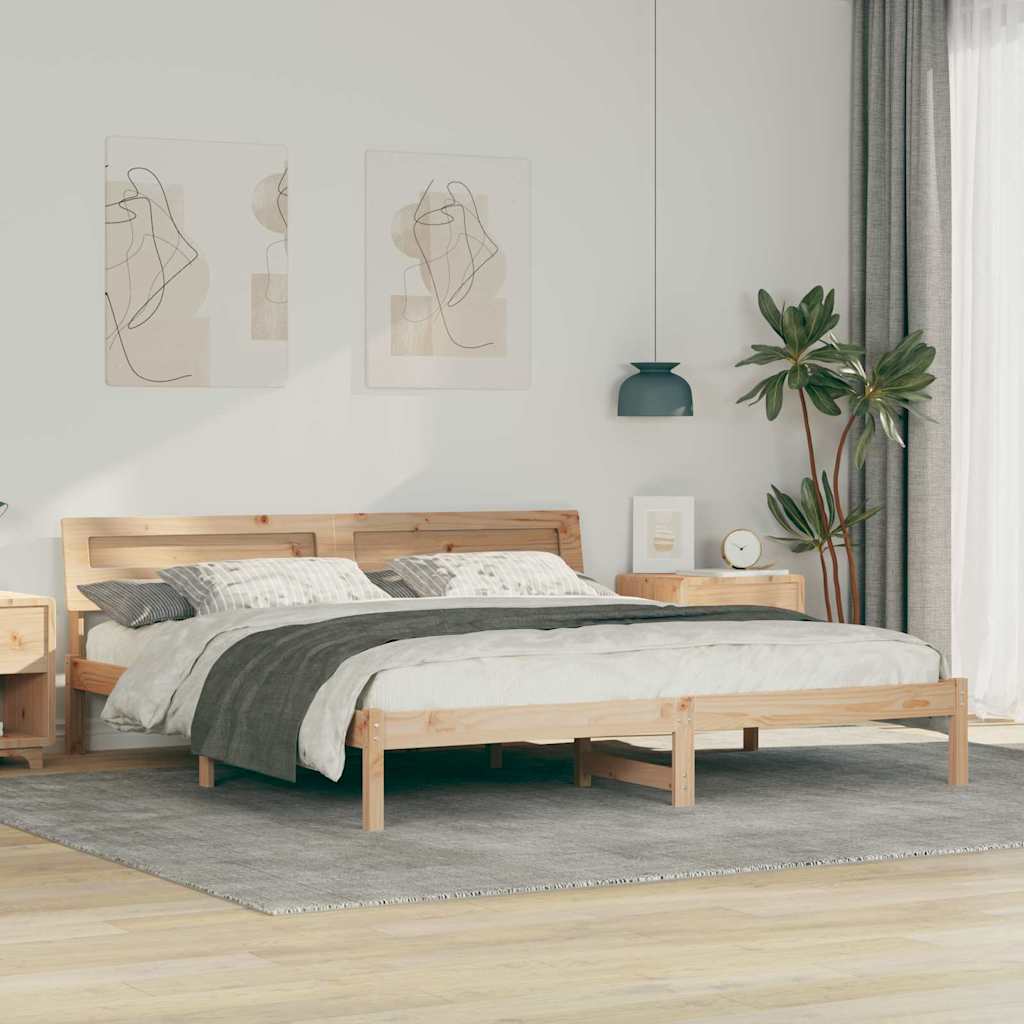 Sengestel med hovedgærde Brun 180 x 200 cm Massiv fyrretræ