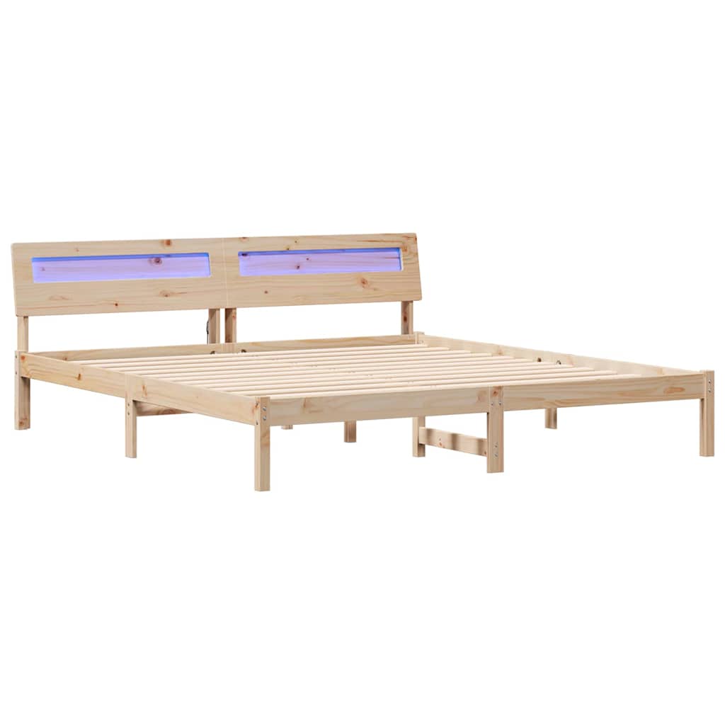 Sengestel med hovedgærde Brun 180 x 200 cm Massiv fyrretræ