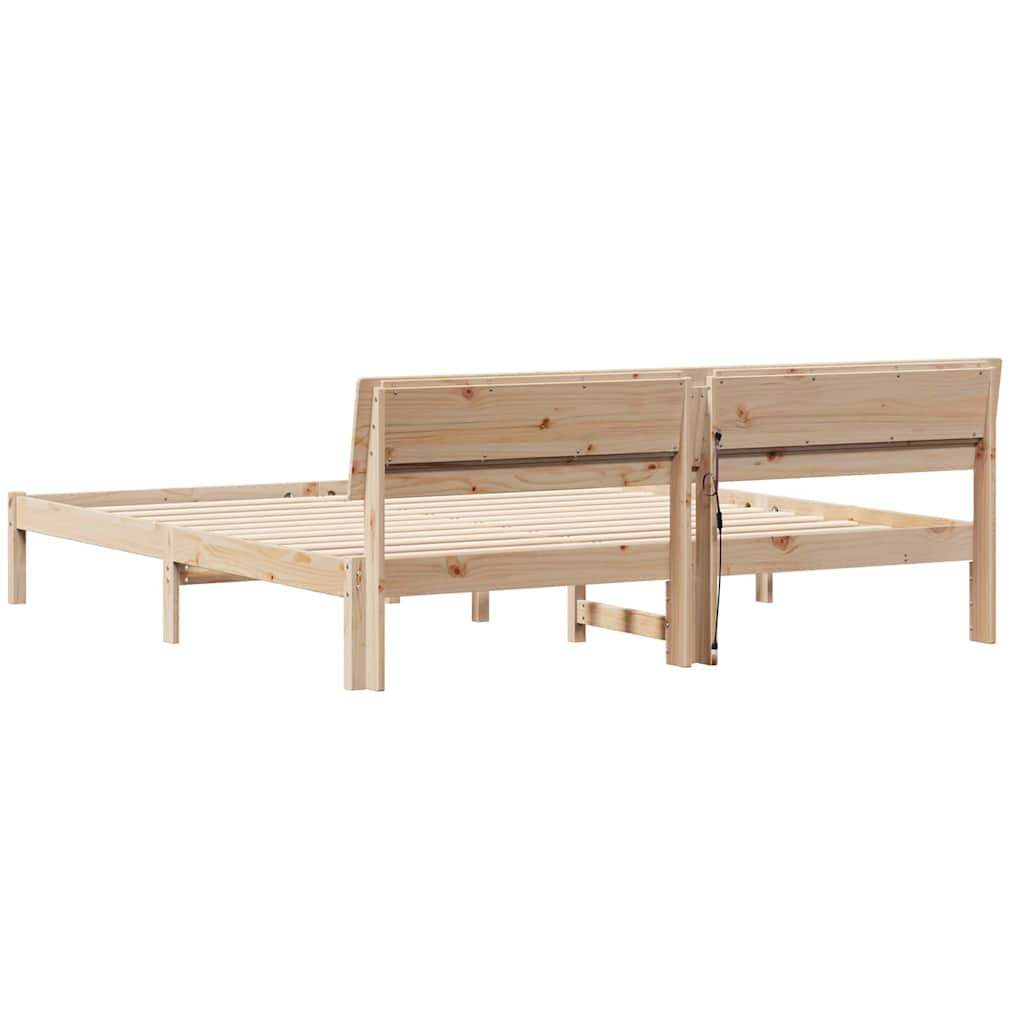 Sengestel med hovedgærde Brun 180 x 200 cm Massiv fyrretræ