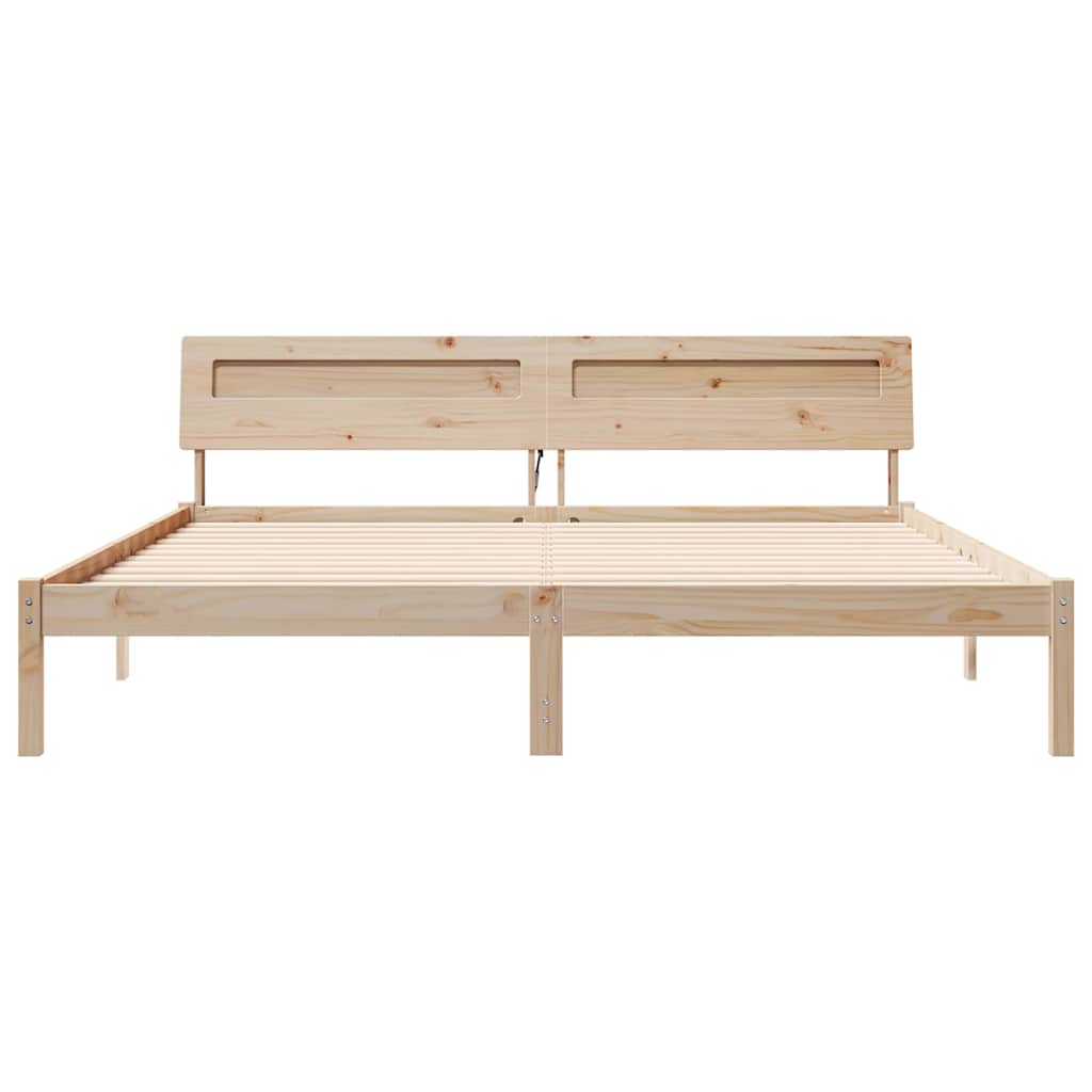 Sengestel med hovedgærde Brun 180 x 200 cm Massiv fyrretræ