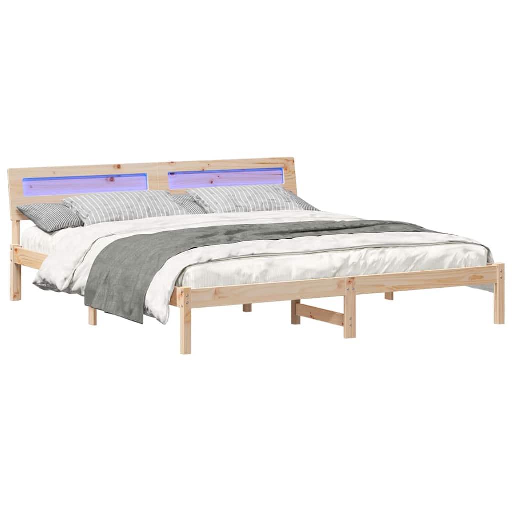Sengestel med hovedgærde Brun 180 x 200 cm Massiv fyrretræ