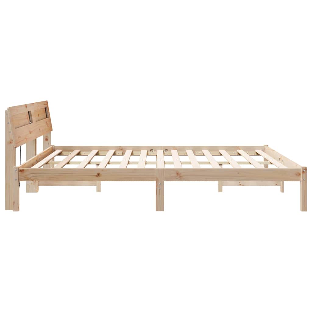 Sengestel med hovedgærde Brun 180 x 200 cm Massiv fyrretræ