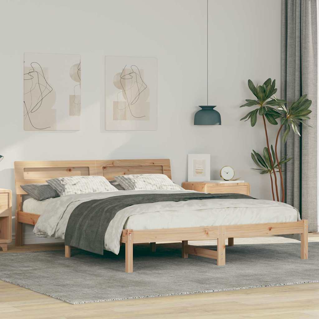 Sengestel med hovedgærde Brun 160 x 200 cm Massiv fyrretræ