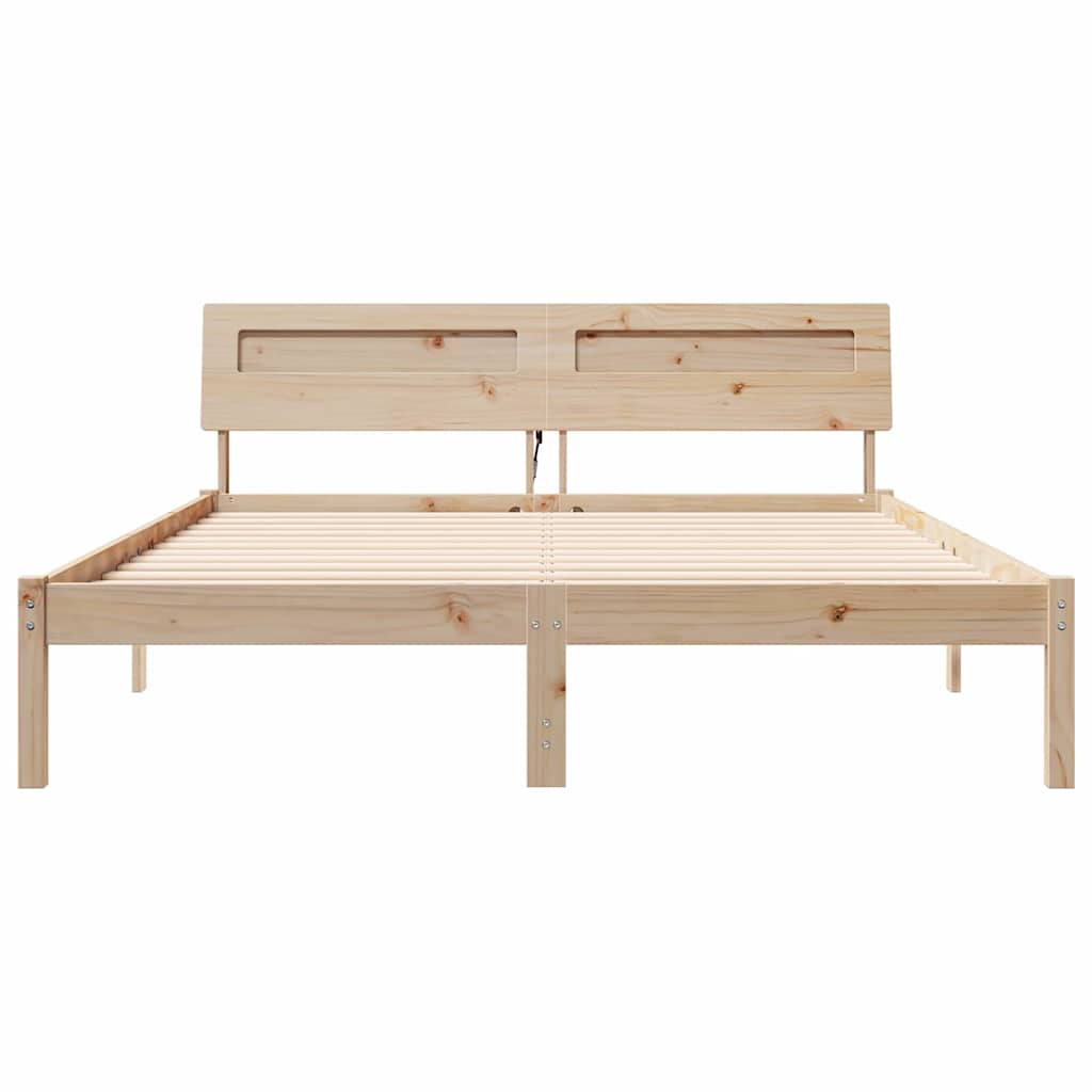 Sengestel med hovedgærde Brun 150 x 200 cm Massiv fyrretræ