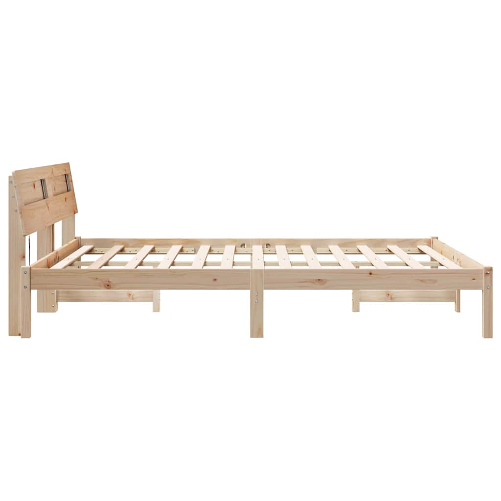 Sengestel med hovedgærde Brun 140 x 200 cm Massiv fyrretræ