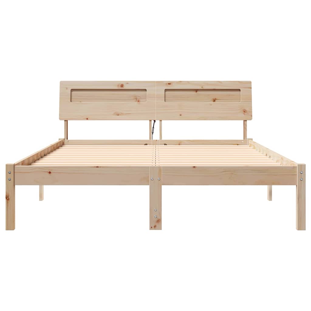 Sengestel med hovedgærde Brun 120 x 200 cm Massiv fyrretræ