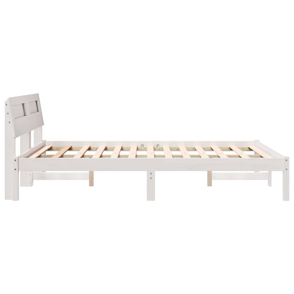 Sengestel med hovedgærde Hvid 120 x 200 cm Massiv fyrretræ