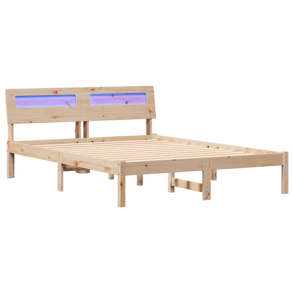 Sengestel med hovedgærde Brun 120 x 190 cm Massiv fyrretræ