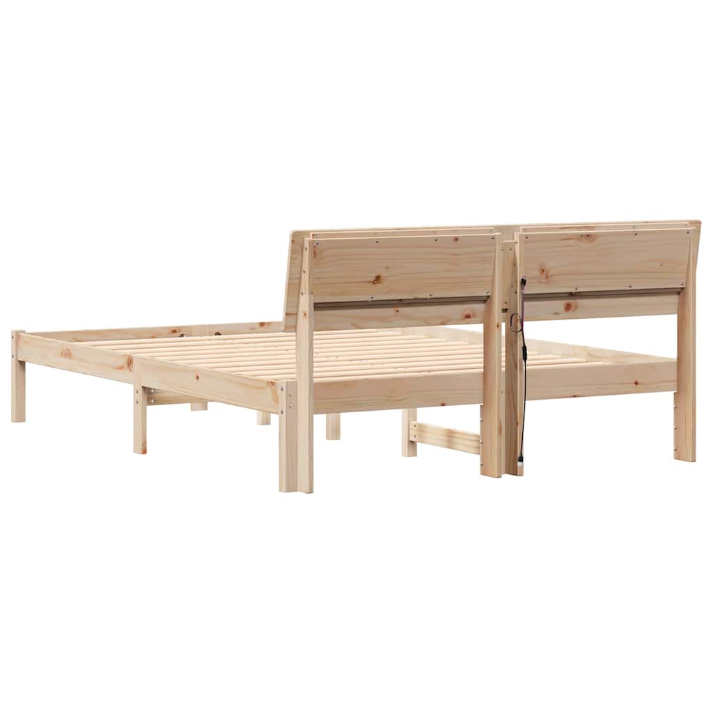 Sengestel med hovedgærde Brun 120 x 190 cm Massiv fyrretræ