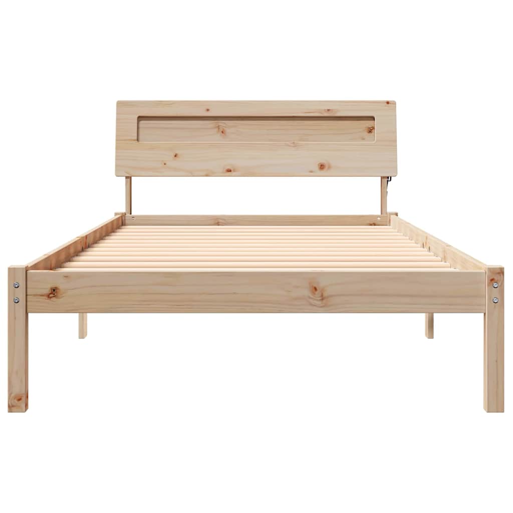 Sengestel med hovedgærde Brun 100 x 200 cm Massiv fyrretræ
