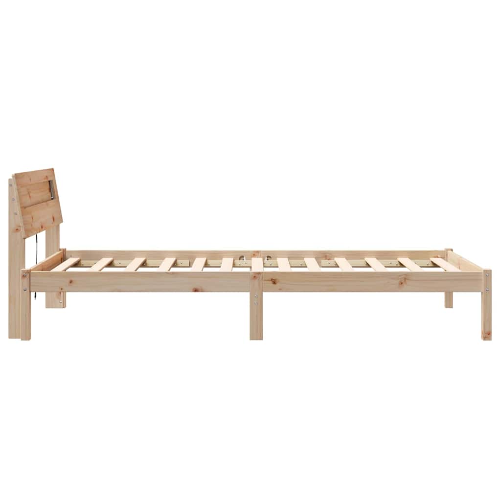 Sengestel med hovedgærde Brun 100 x 200 cm Massiv fyrretræ