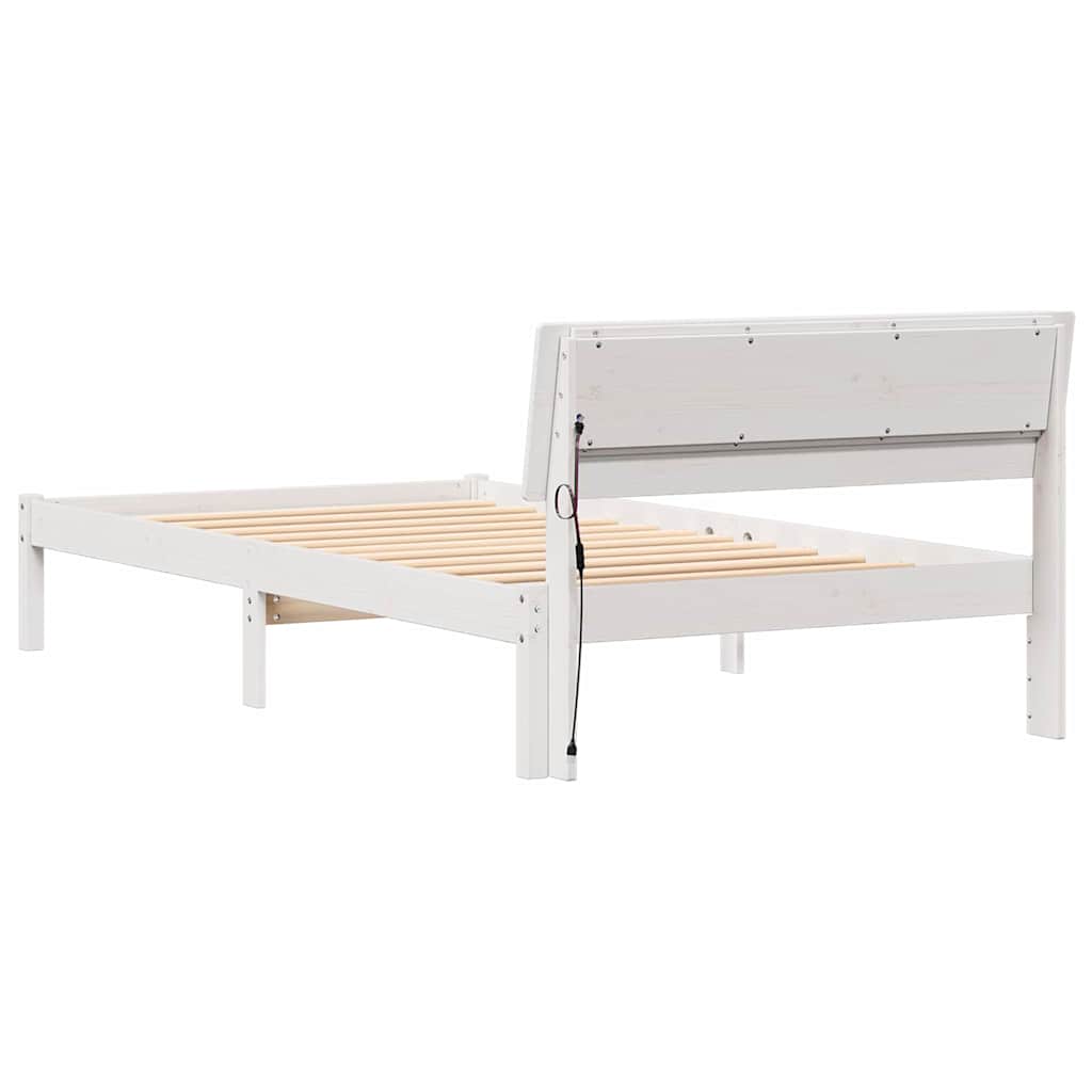 Sengestel med hovedgærde Hvid 100 x 200 cm Massiv fyrretræ