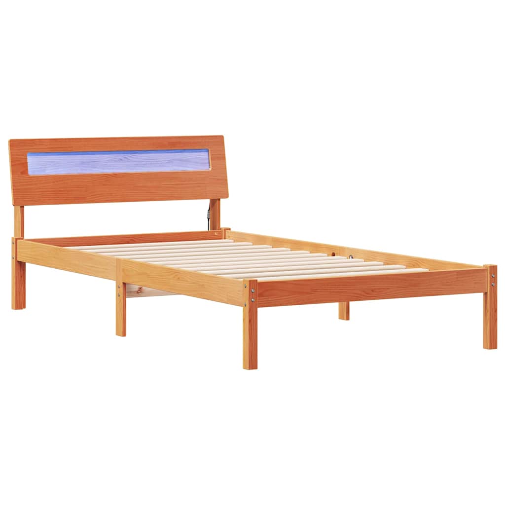 Sengestel med hovedgærde Voks brun 100 x 200 cm Massiv fyrretræ