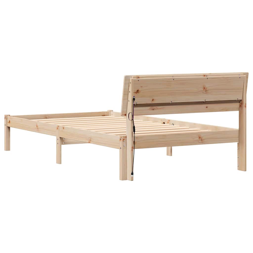 Sengestel med hovedgærde Brun 90 x 200 cm Massiv fyrretræ