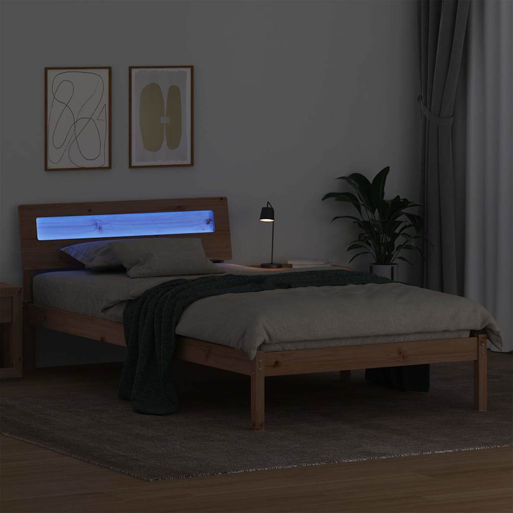Sengestel med hovedgærde Brun 90 x 190 cm Massiv fyrretræ