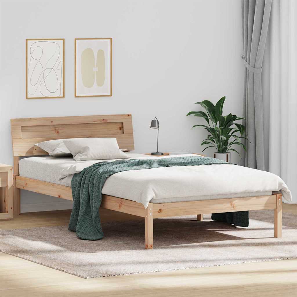 Sengestel med hovedgærde Brun 90 x 190 cm Massiv fyrretræ